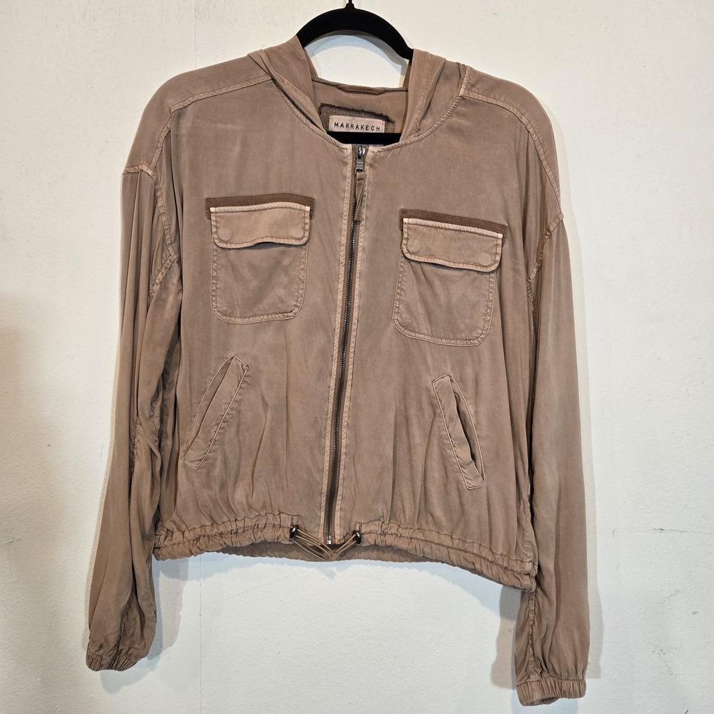 Marrakech Dusty Pink Zippered Hoodie Vegan Silk